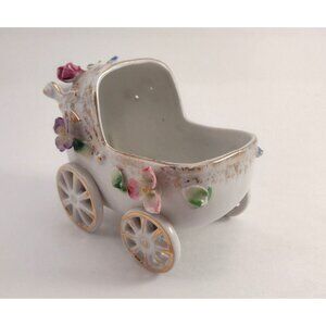 VTG Napco Porcelain Baby Carriage Nursery Buggy Baby Shower Gift Flowers